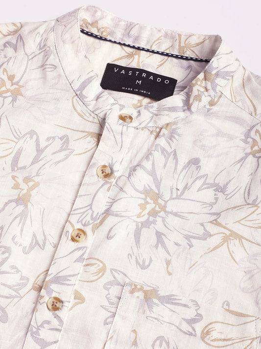 Voguish White Floral Printed Kurta