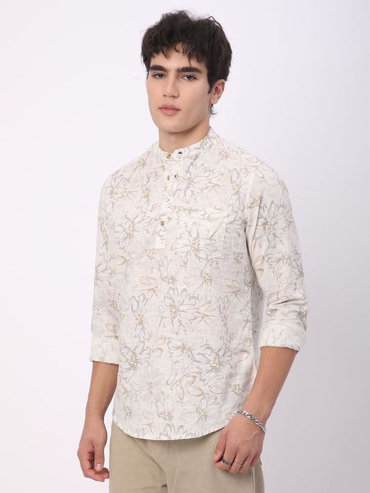 Voguish White Floral Printed Kurta