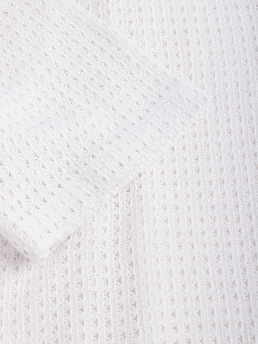 White Crochet Oversized Polo Shirt