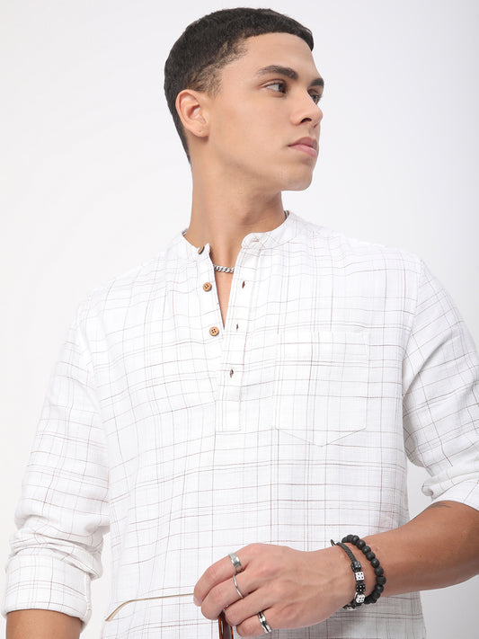 Modish Ivory Graph Checked Kurta