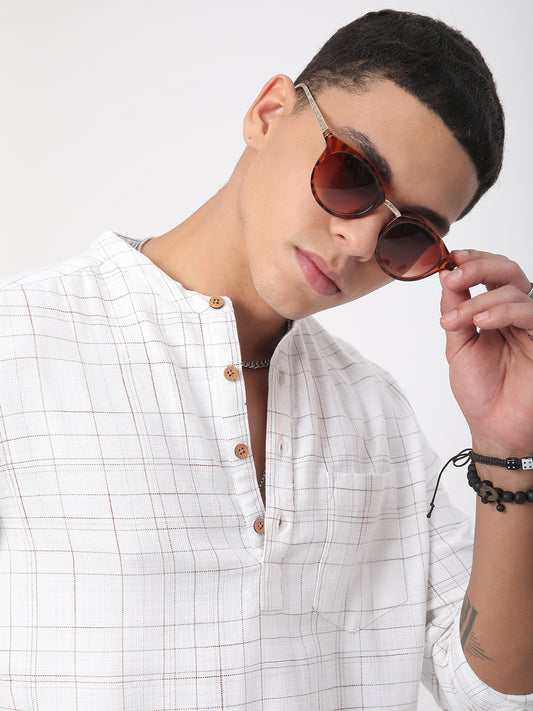Modish Ivory Graph Checked Kurta