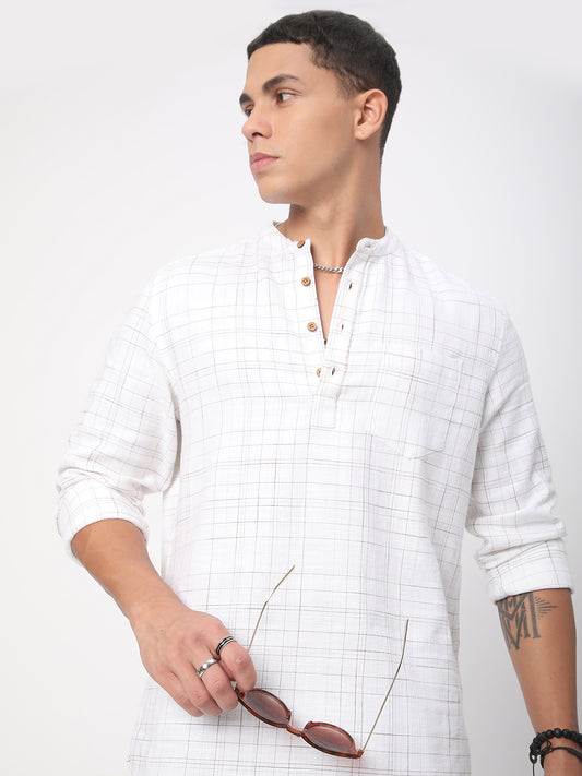 Modish Ivory Graph Checked Kurta