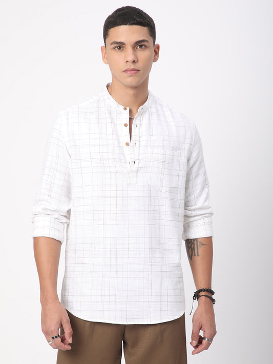 Modish Ivory Graph Checked Kurta