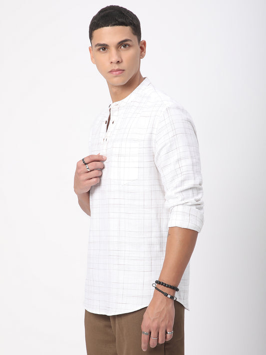 Modish Ivory Graph Checked Kurta