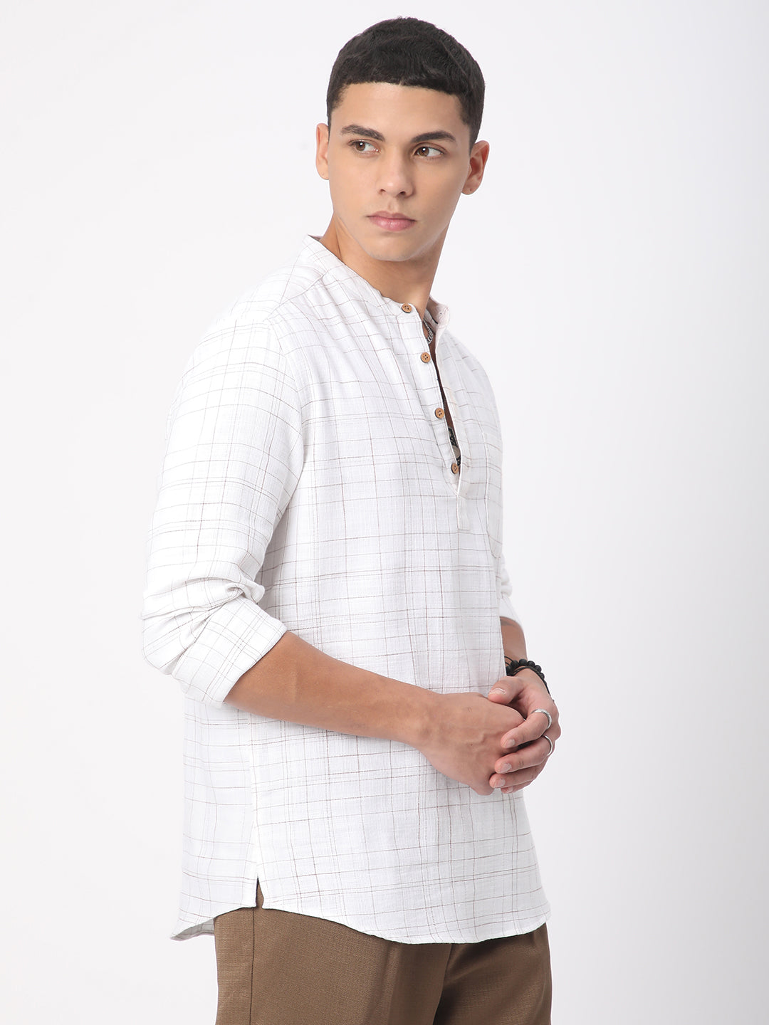 Modish Ivory Graph Checked Kurta