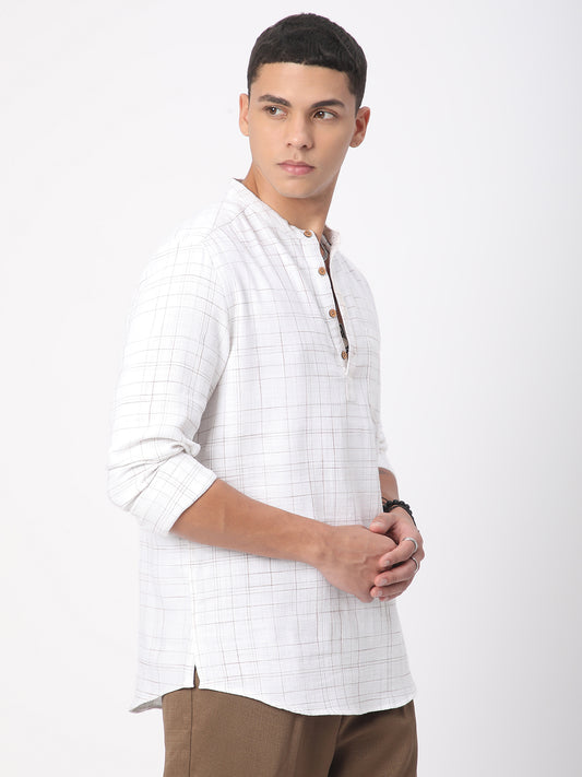 Modish Ivory Graph Checked Kurta