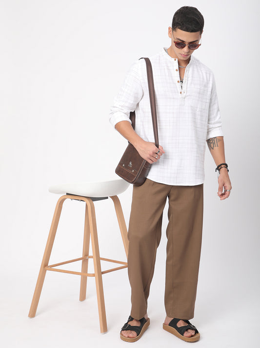 Modish Ivory Graph Checked Kurta
