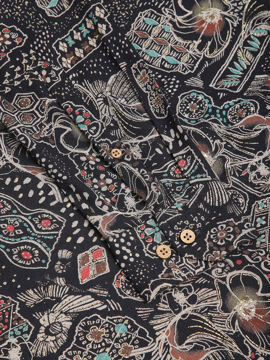 Picturesque Black Foil Printed Kurta