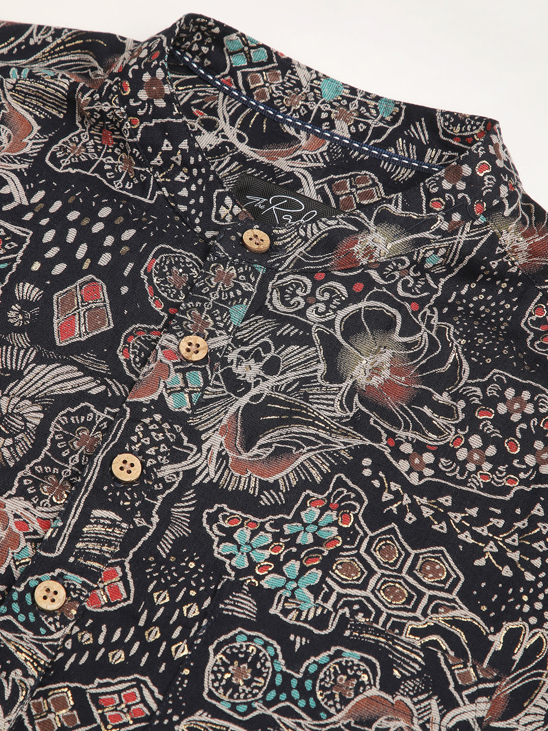 Picturesque Black Foil Printed Kurta