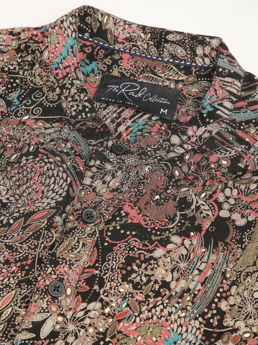 Intricate Multicolour Foil Printed Kurta