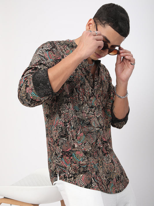 Intricate Multicolour Foil Printed Kurta