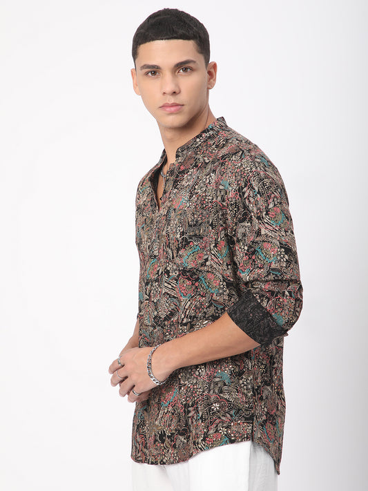 Intricate Multicolour Foil Printed Kurta