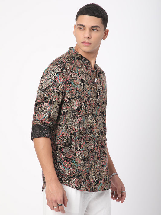 Intricate Multicolour Foil Printed Kurta