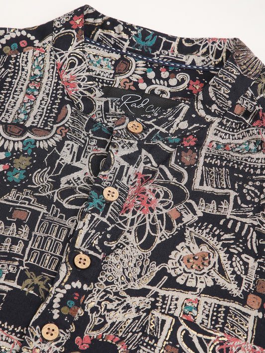 Artistic Multicolour Foil Printed Kurta