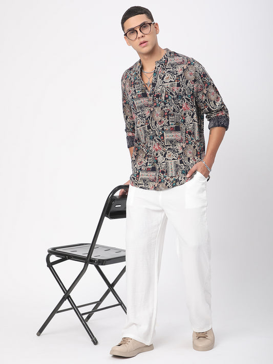 Artistic Multicolour Foil Printed Kurta