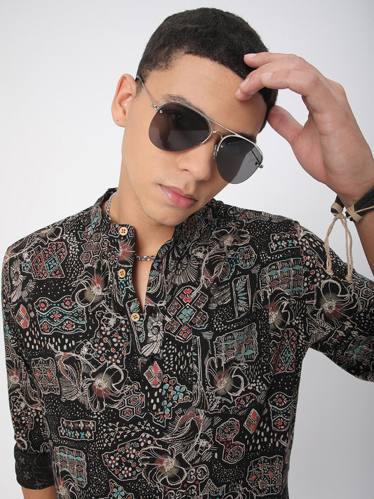 Picturesque Multicolour Foil Printed Kurta
