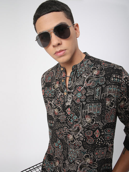 Picturesque Multicolour Foil Printed Kurta