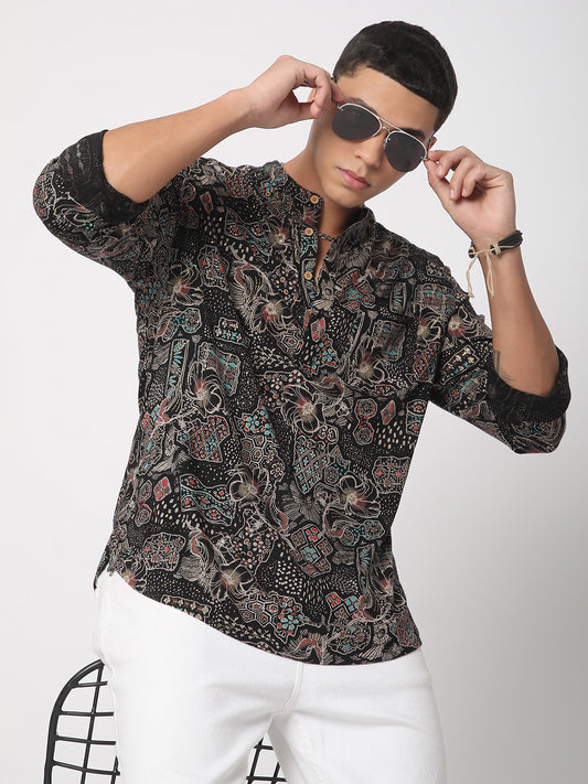 Picturesque Multicolour Foil Printed Kurta