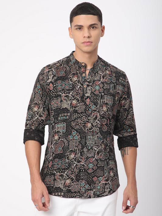 Picturesque Multicolour Foil Printed Kurta