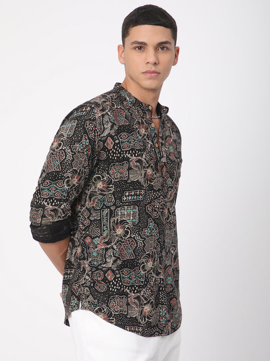 Picturesque Multicolour Foil Printed Kurta