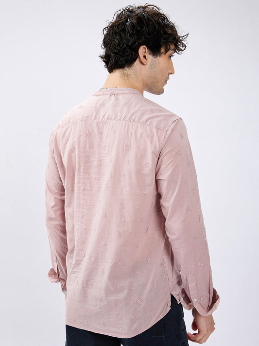 Minimalist Crayola Peach Floral Embroidered Kurta