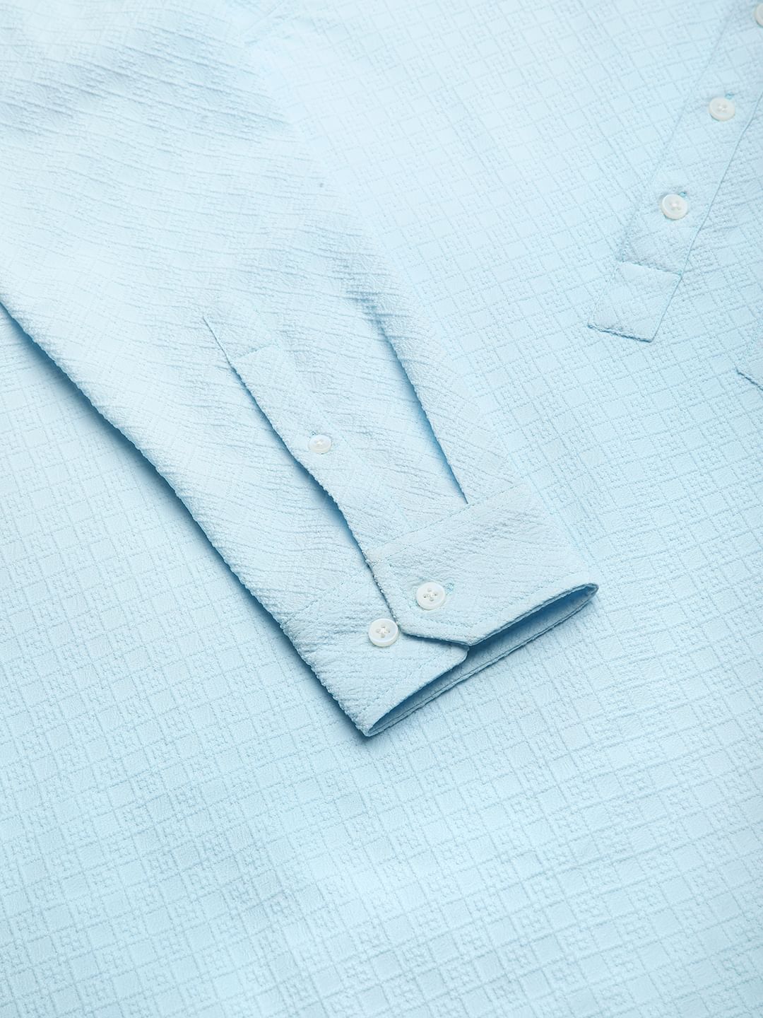 Arctic Blue Lozenge Jacquard Kurta
