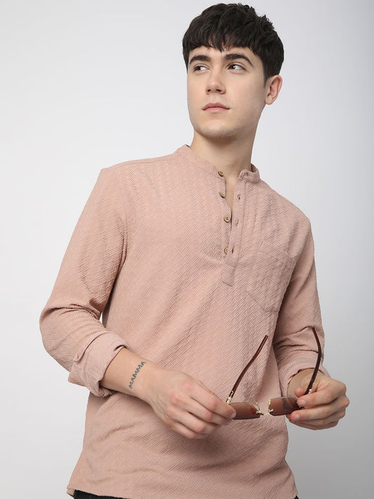 Pearl Pink Lozenge Jacquard Kurta