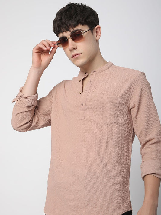 Pearl Pink Lozenge Jacquard Kurta