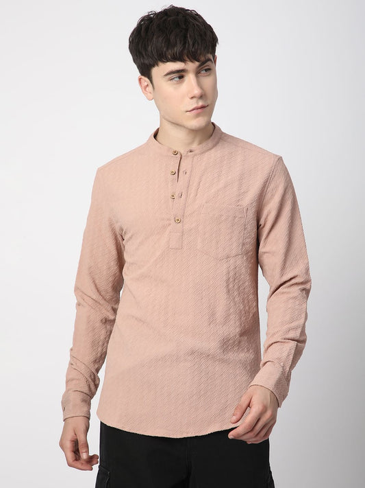 Pearl Pink Lozenge Jacquard Kurta