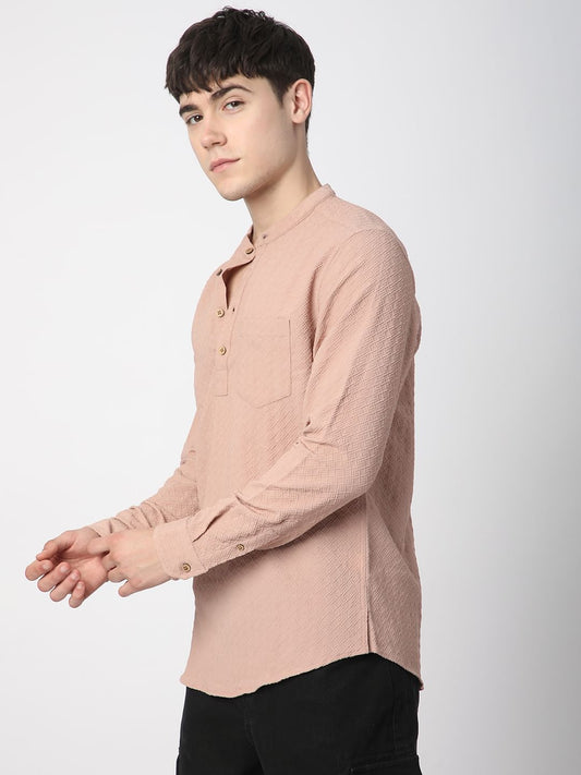 Pearl Pink Lozenge Jacquard Kurta