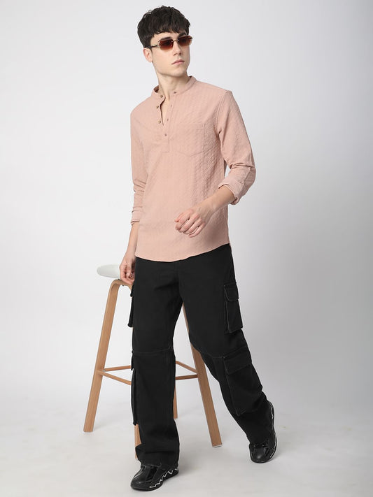 Pearl Pink Lozenge Jacquard Kurta