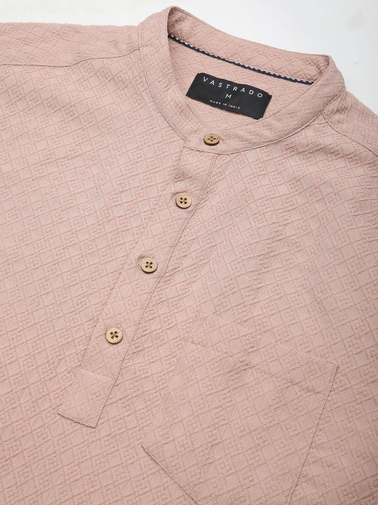 Pearl Pink Lozenge Jacquard Kurta