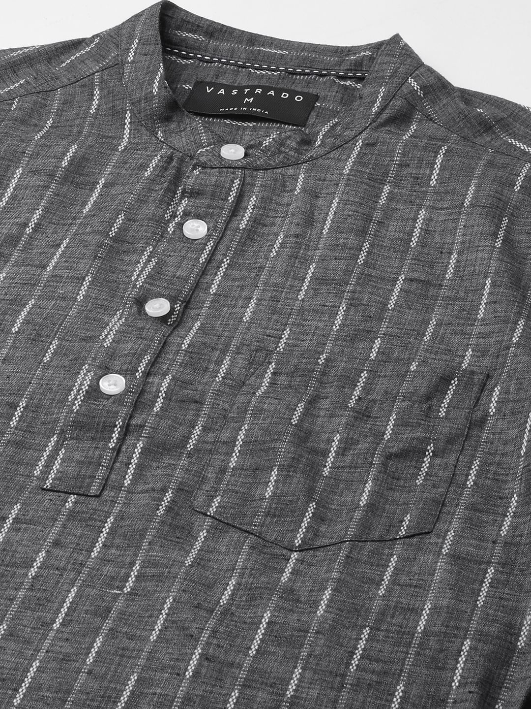 Voguish Grey Dobby Striped Kurta