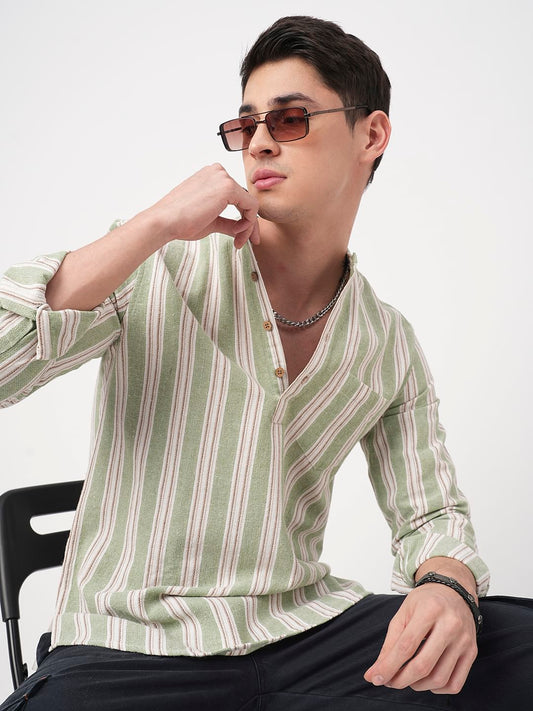 Sea-foam Green Bayadere Striped Kurta