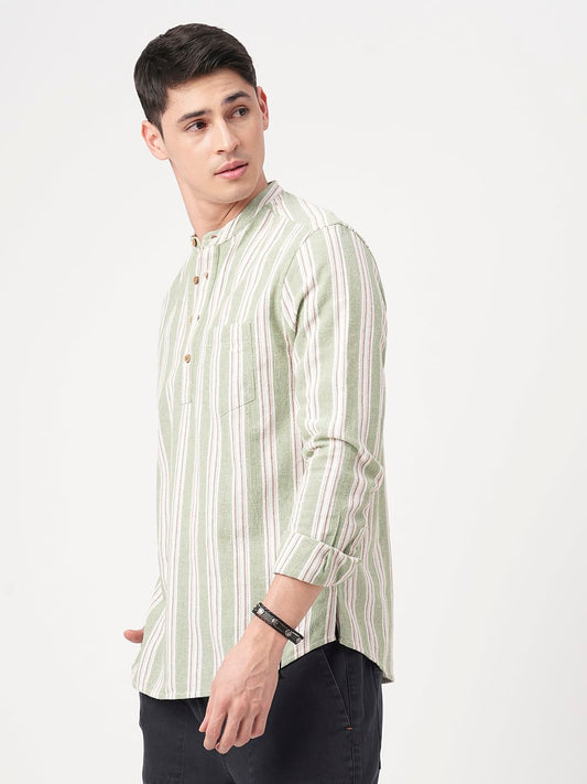 Sea-foam Green Bayadere Striped Kurta