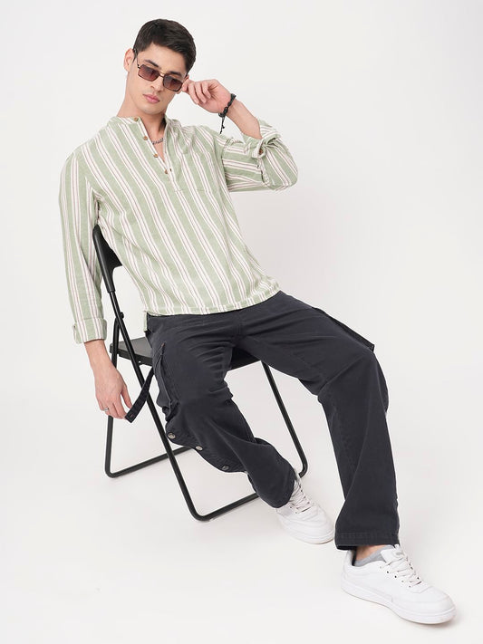 Sea-foam Green Bayadere Striped Kurta