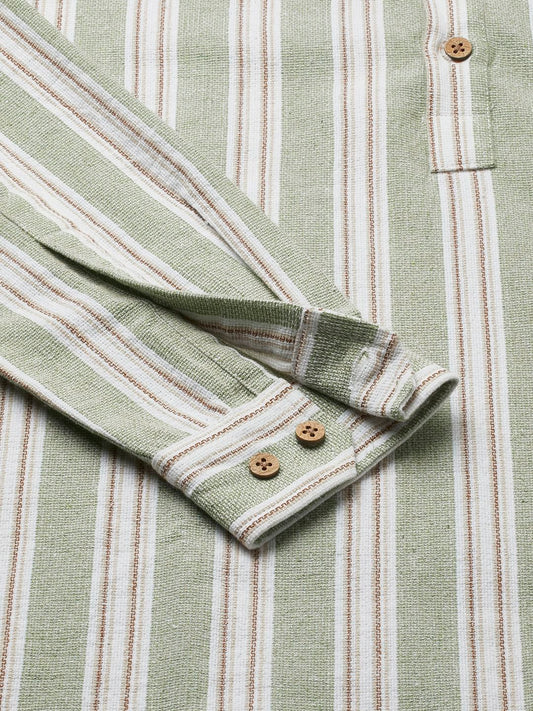 Sea-foam Green Bayadere Striped Kurta