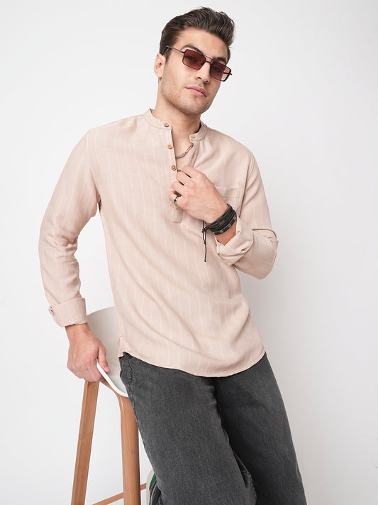 Almond Beige Chalk Stripe Kurta