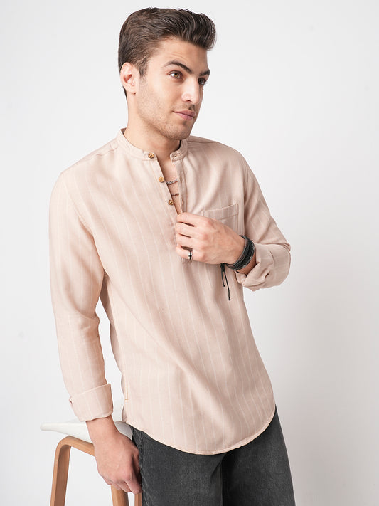 Almond Beige Chalk Stripe Kurta