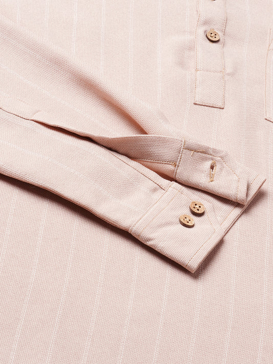 Almond Beige Chalk Stripe Kurta