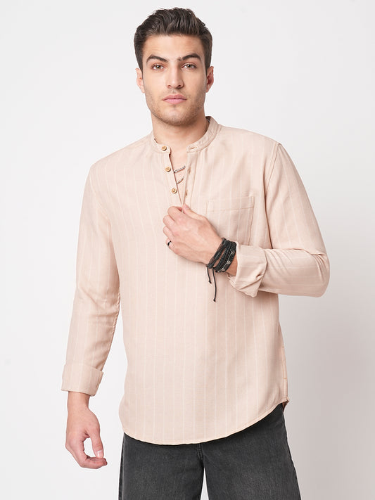 Almond Beige Chalk Stripe Kurta