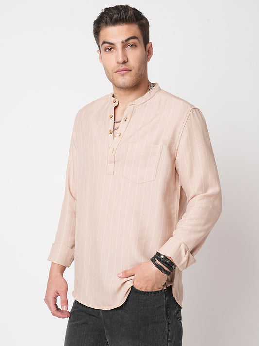 Almond Beige Chalk Stripe Kurta
