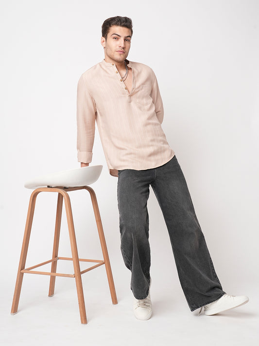 Almond Beige Chalk Stripe Kurta