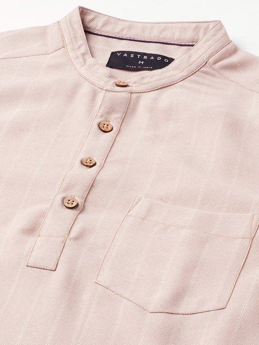 Almond Beige Chalk Stripe Kurta