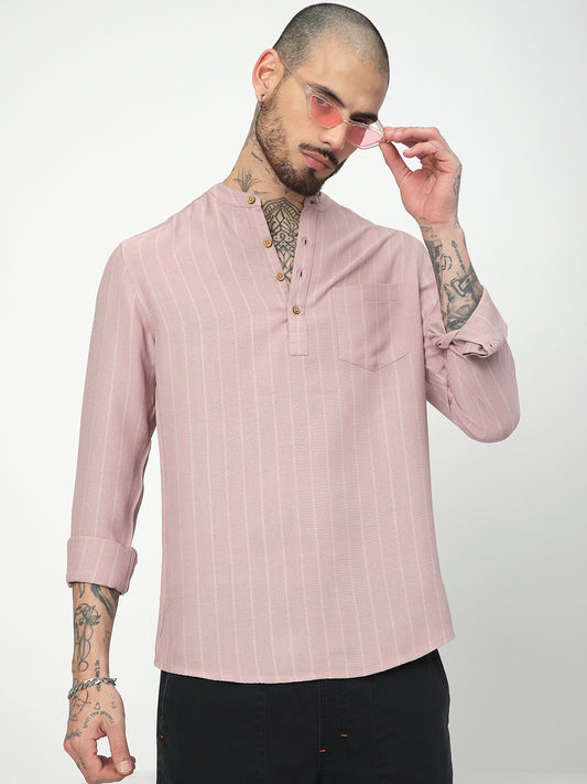 Dark Pastel Pink Striped Kurta