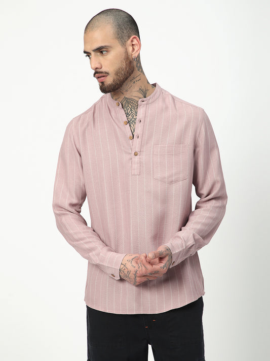 Dark Pastel Pink Striped Kurta