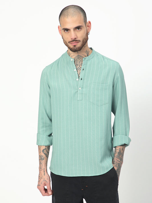 Fern Green Chalk Striped Kurta