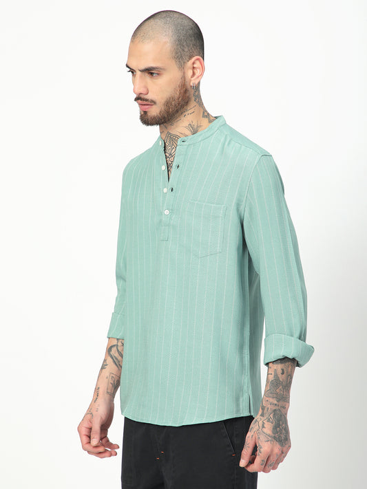 Fern Green Chalk Striped Kurta