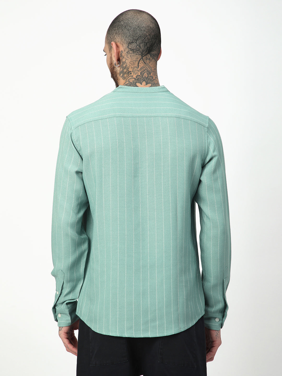 Fern Green Chalk Striped Kurta