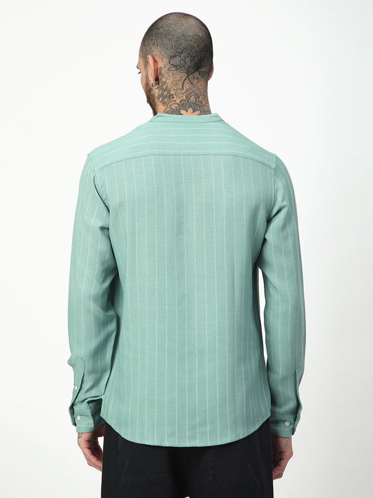 Fern Green Chalk Striped Kurta